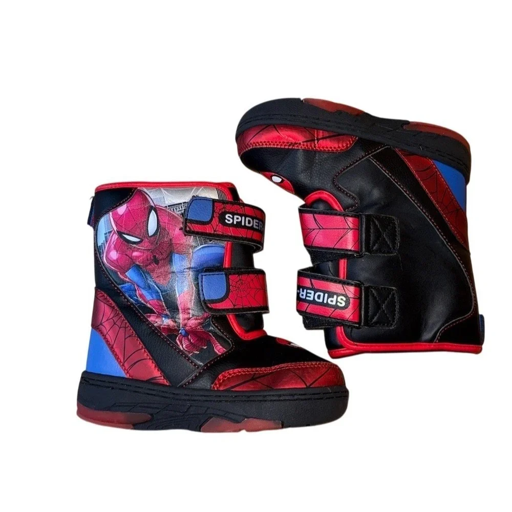 Marvel Spider-Man Boys Light-Up Winter Snow Boots Multicolor Hook & Loop size 10